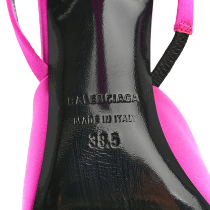 Balenciaga Satin Pointed Toe Knife Slingback Mules 38.5 Rose Fuchsia 8 of 9