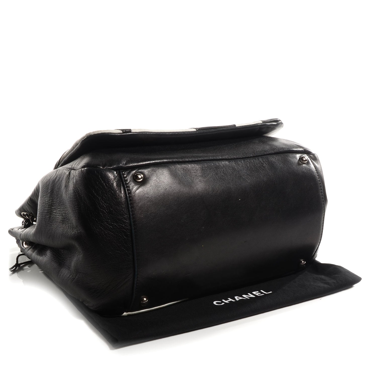 Chanel Lambskin Patchwork Accordion Flap Black White 4 of 8