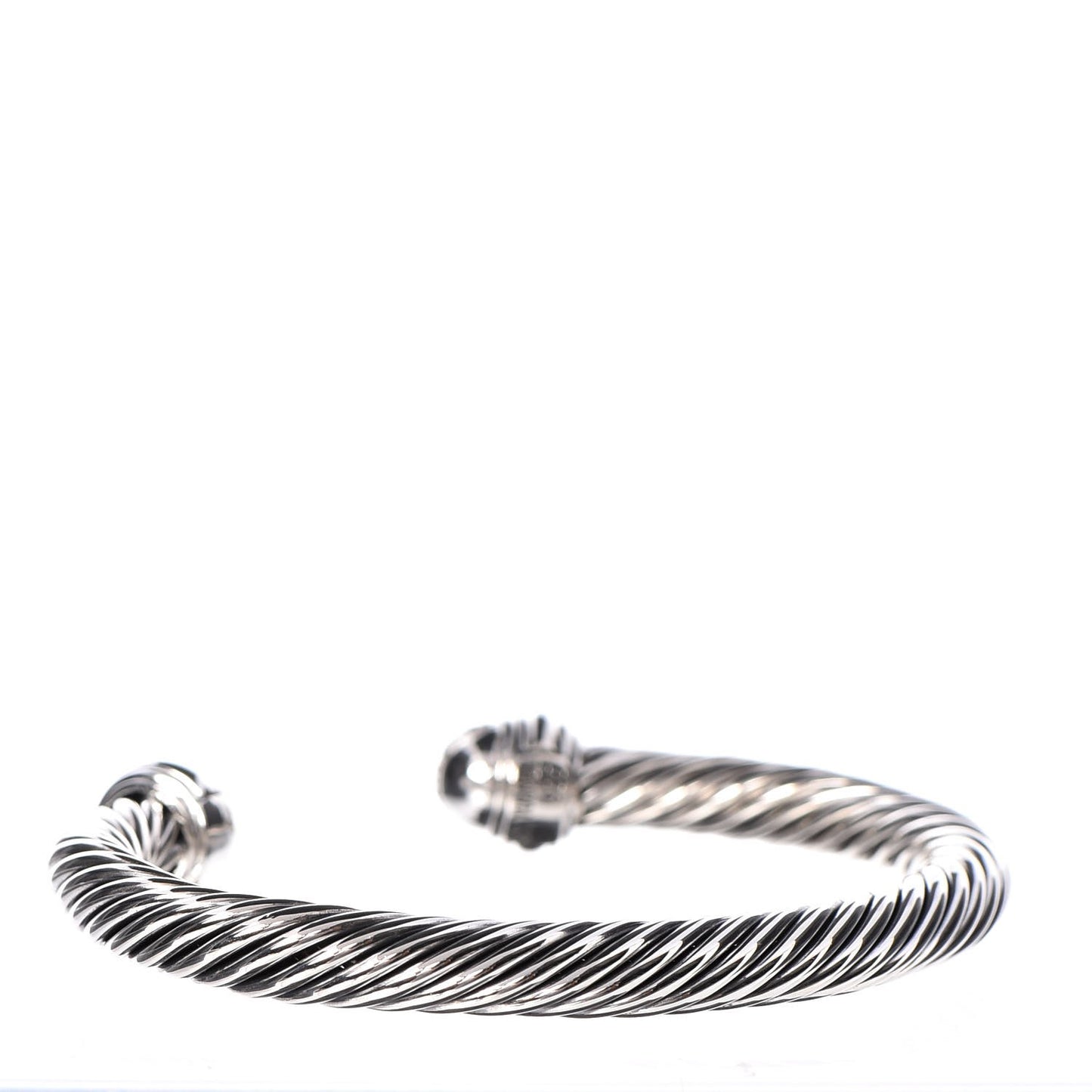 Sterling Silver Pave Diamond 7mm Cable Classics Bracelet