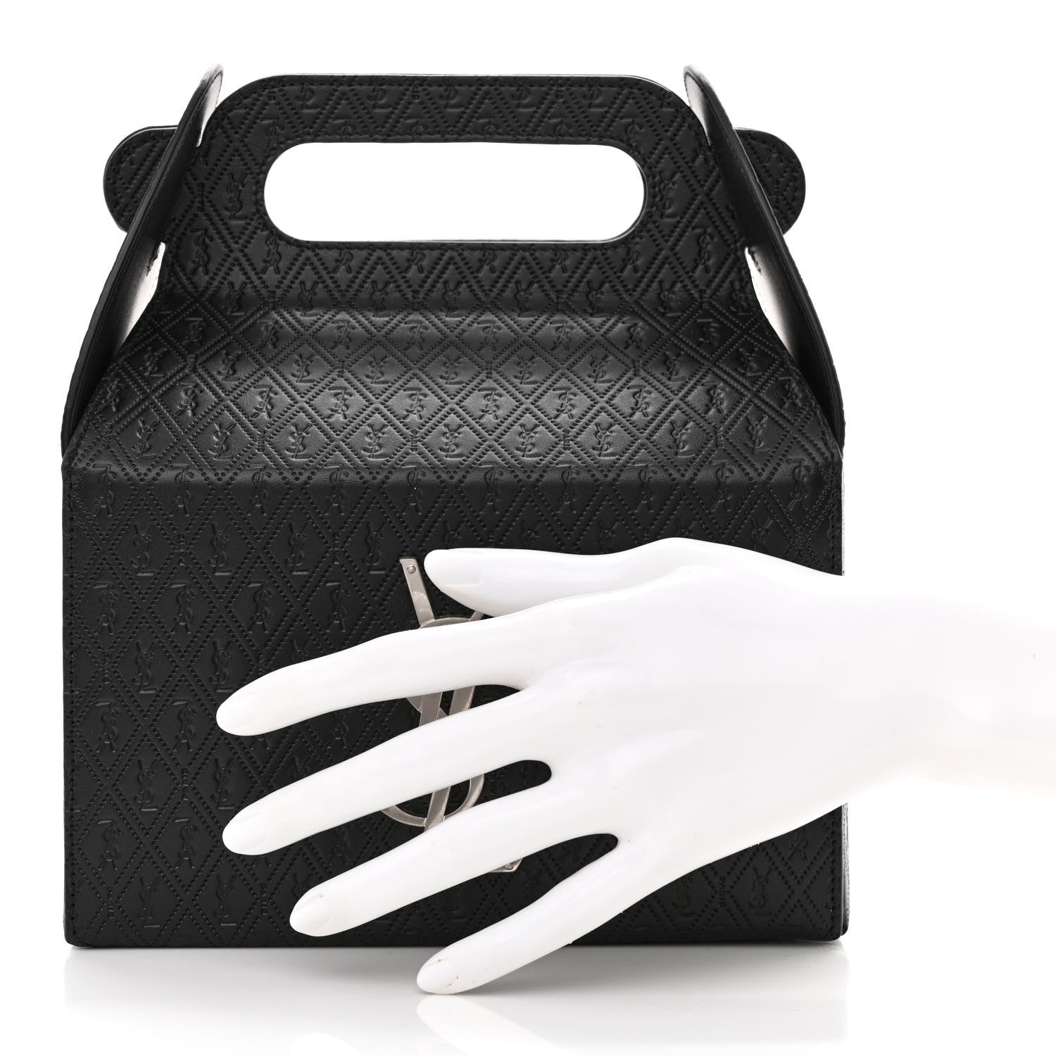 Saint Laurent Calfskin Monogram Take Away Box Black 2 of 10