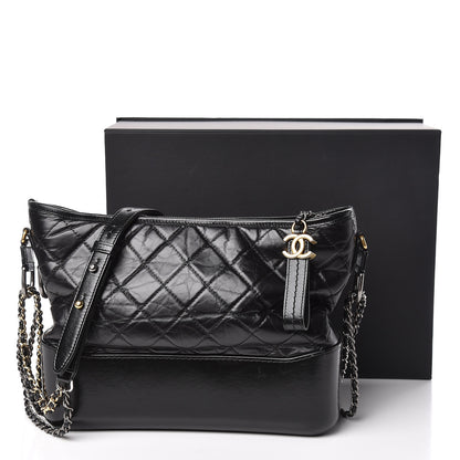 Chanel Aged Calfskin Quilted Medium Gabrielle Hobo Black 17 of 17