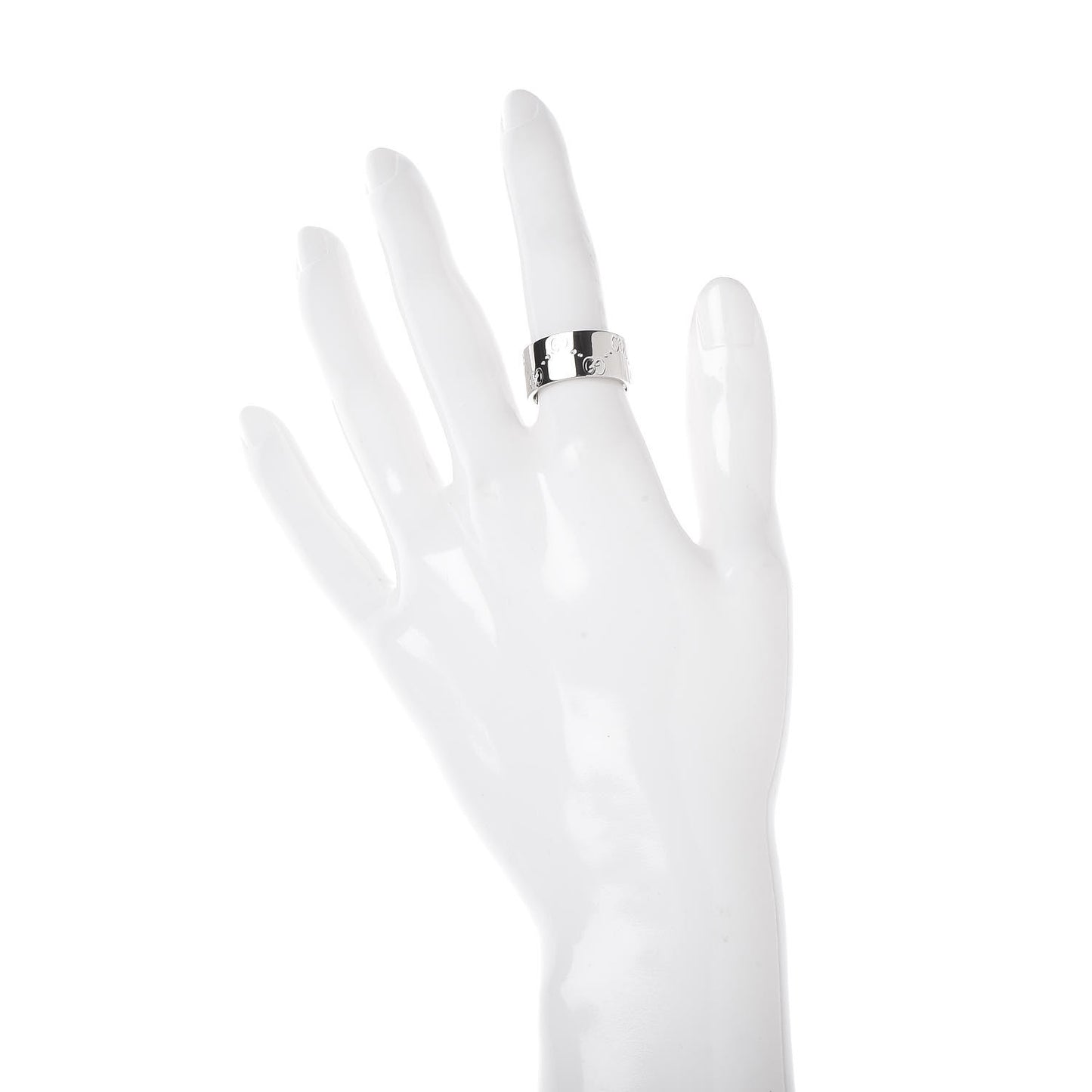 18K White Gold 9mm Icon Band Ring 53 6.25