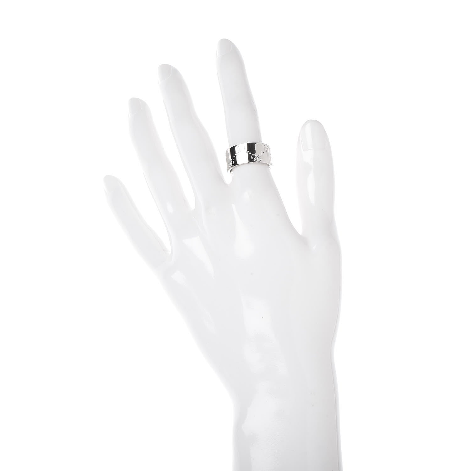 Gucci 18K White Gold 9mm Icon Band Ring 53 6.25 2 of 6