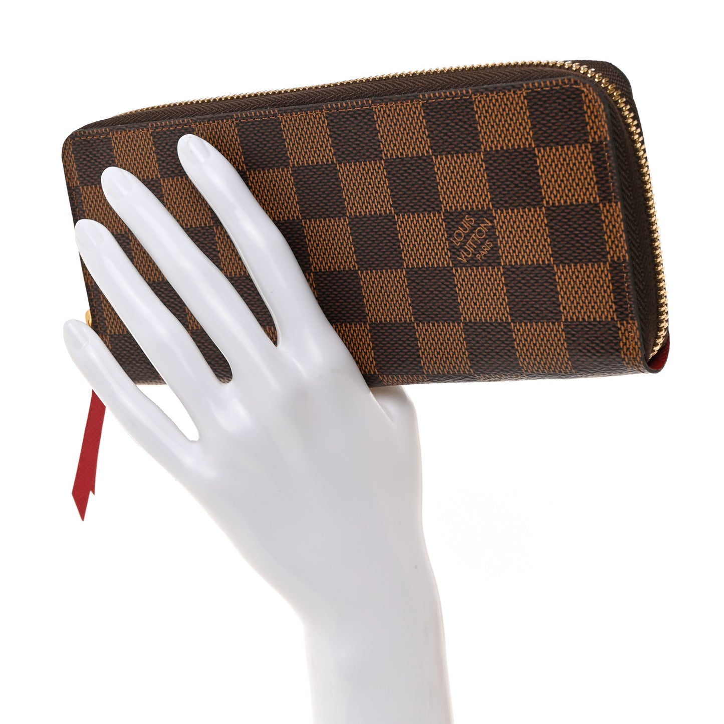 LOUIS VUITTON Damier Ebene Clemence Wallet Cherry