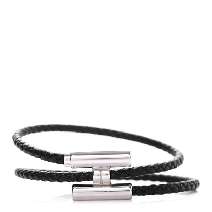 Hermes Swift Double Wrap Cord Tournis Tresse Bracelet Black 1 of 4