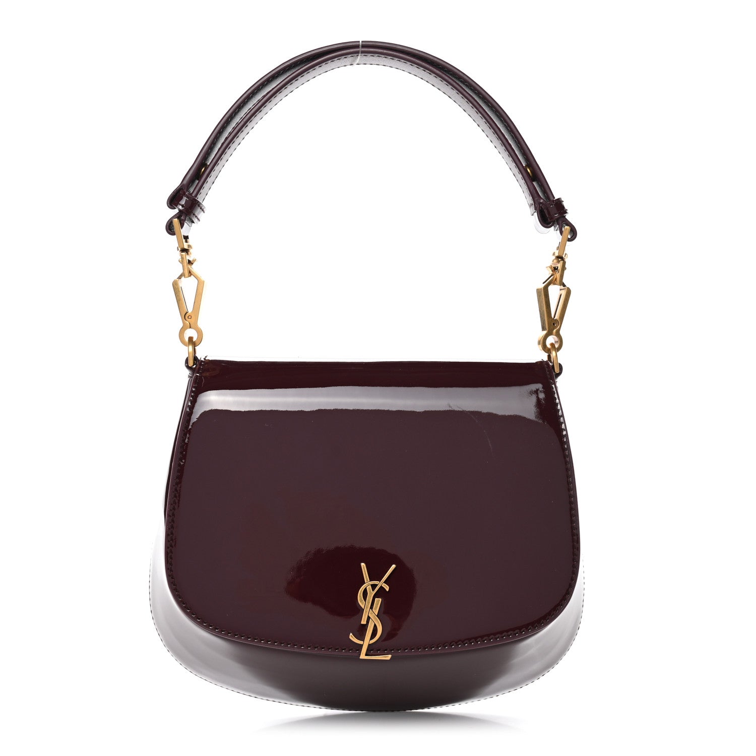 Saint Laurent Patent Calfskin Mini Voltaire Top Handle Bag Dark Wine 1 of 12