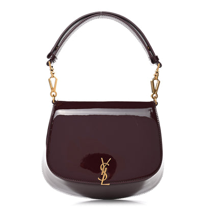 Saint Laurent Patent Calfskin Mini Voltaire Top Handle Bag Dark Wine 1 of 12