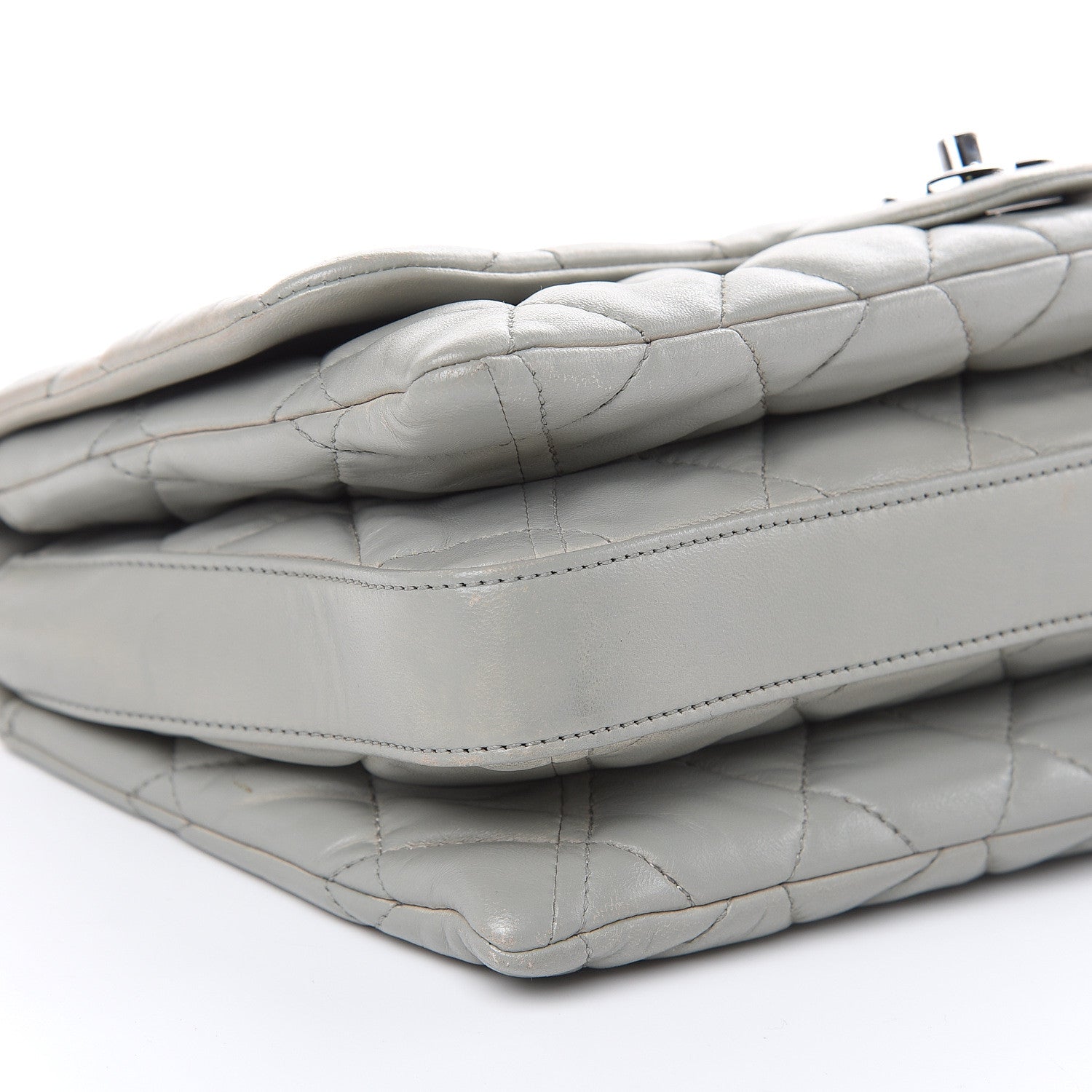 Chanel Lambskin Quilted Large 3 Flap Bag Grey 9 of 20