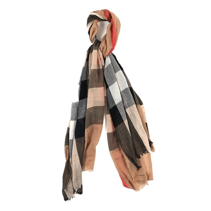 Burberry Modal Silk Cashmere Mega Check Lightweight Scarf Camel 1 of 4