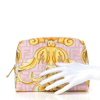 Fendi X VERSACE Nylon Fendace FF Baroque Medium Trapezoid Beauty Pouch Pink 2 of 9
