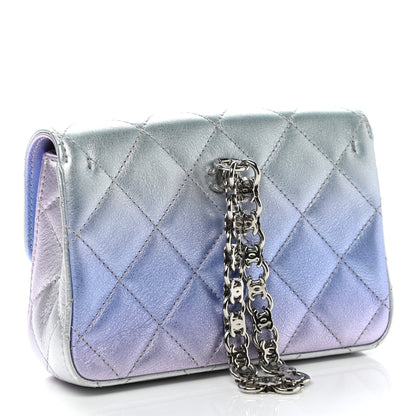 Chanel Gradient Metallic Calfskin Quilted Clutch Silver Blue Yellow Purple 3 of 10