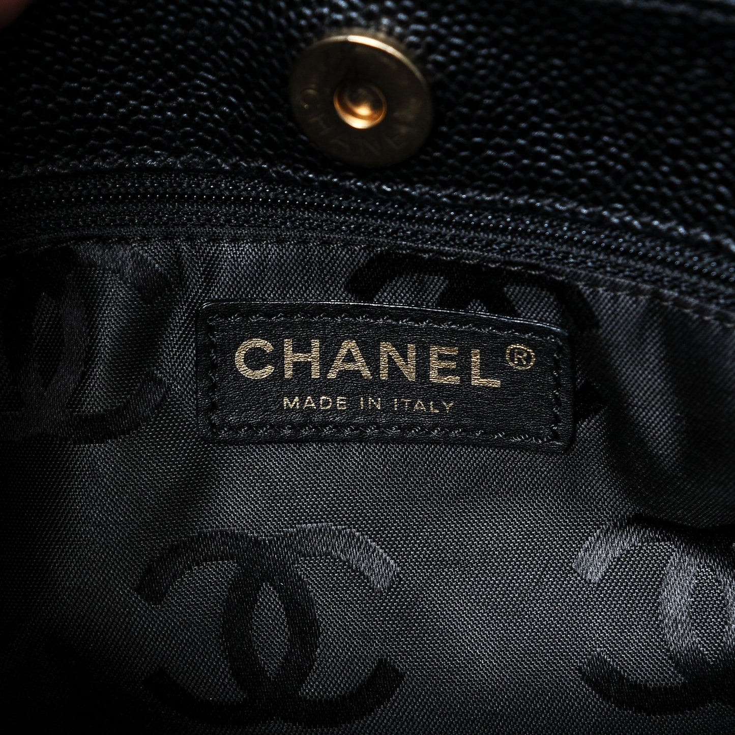 Caviar CC Stitched Small Tote Black