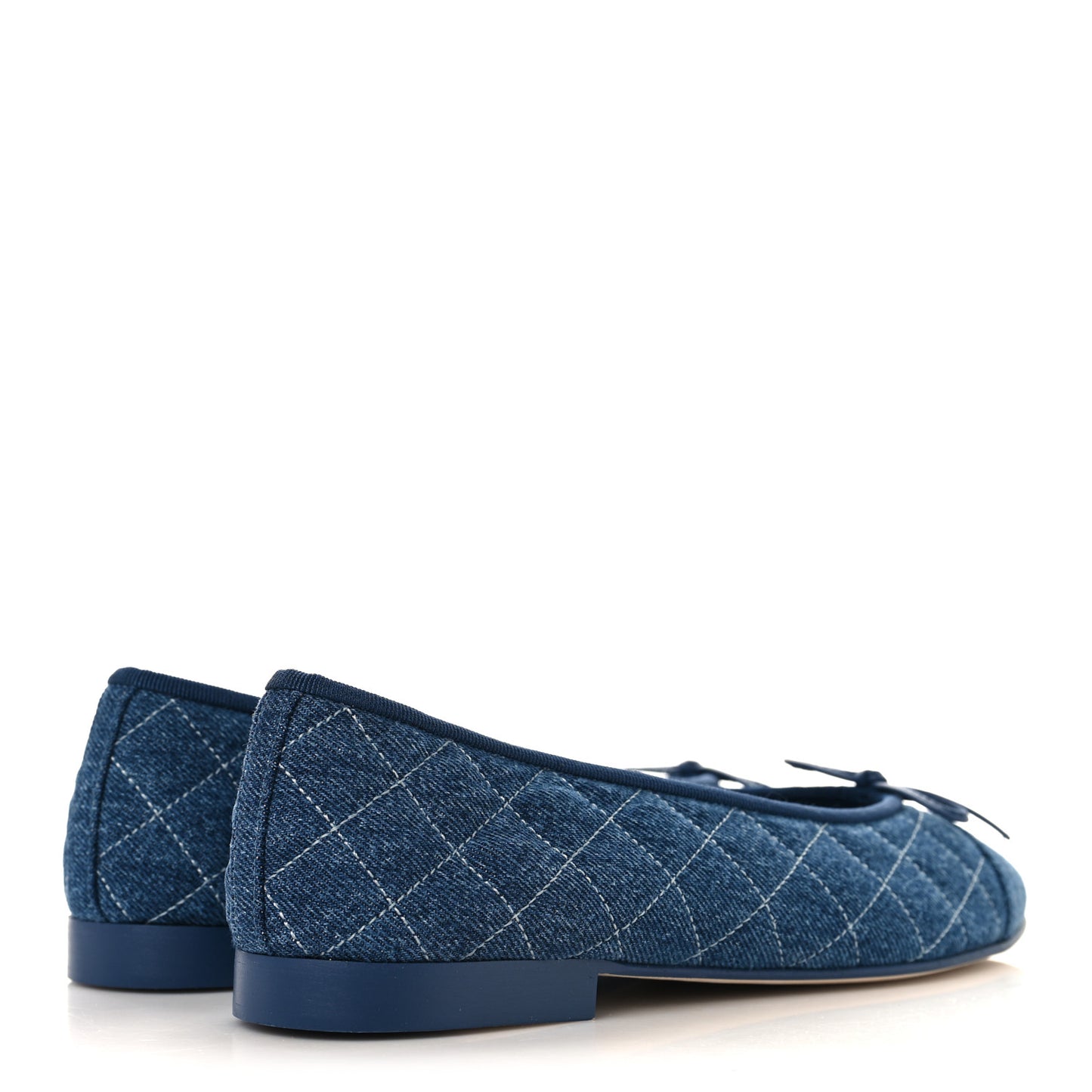 Washed Denim Quilted Cap Toe CC Ballerina Flats 39 Blue