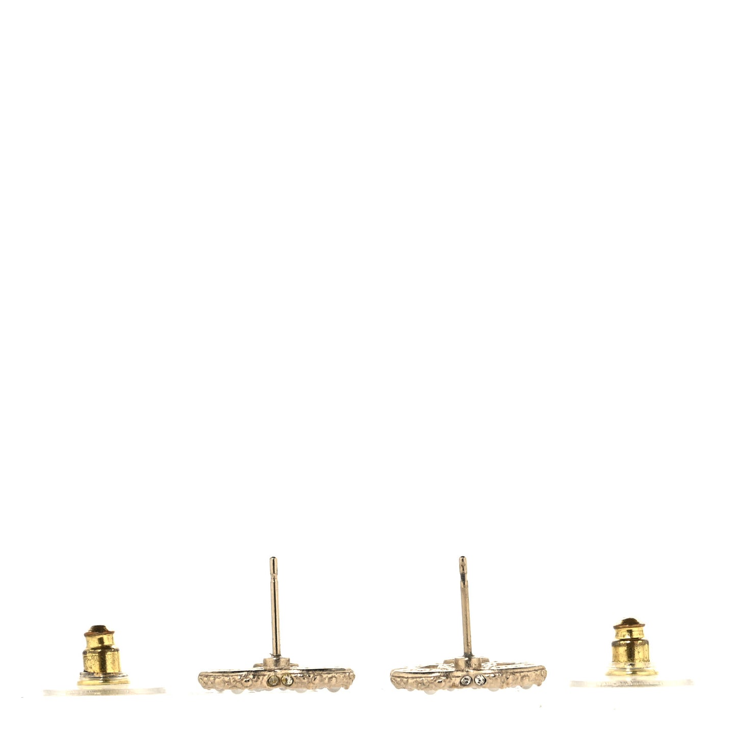 Metal Graduated Pearl Crystal CC Earrings Light Gold