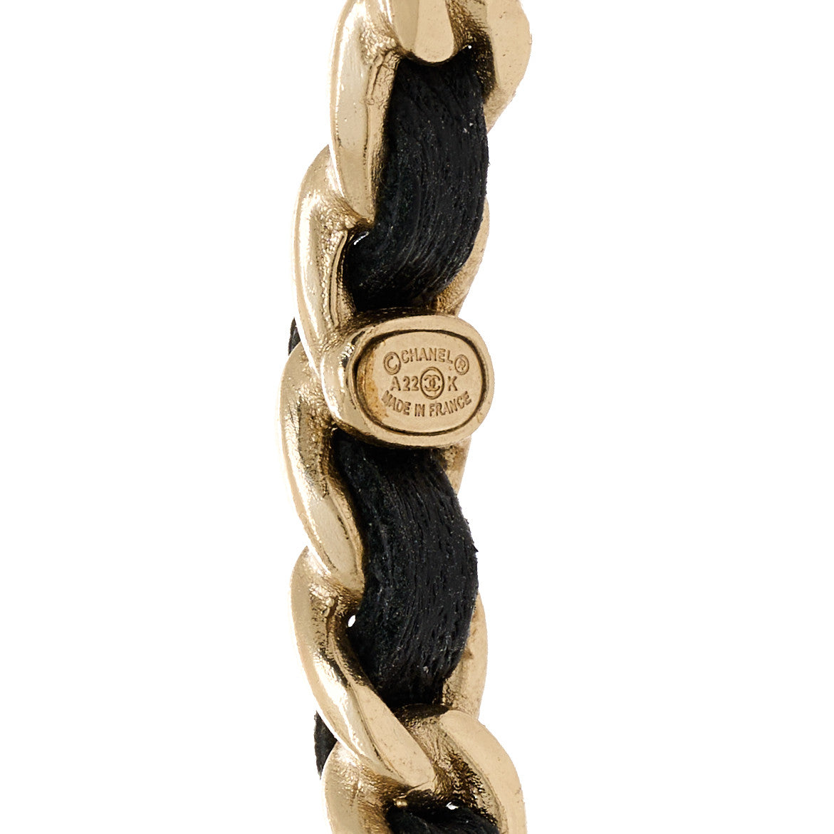 Chanel Lambskin Crystal Pearl CC Daisy CC Hoop Earrings Gold Black 4 of 5