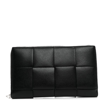 Bottega Veneta Nappa Maxi Intrecciato Medium Cassette Bifold Zip Wallet Black 1 of 7