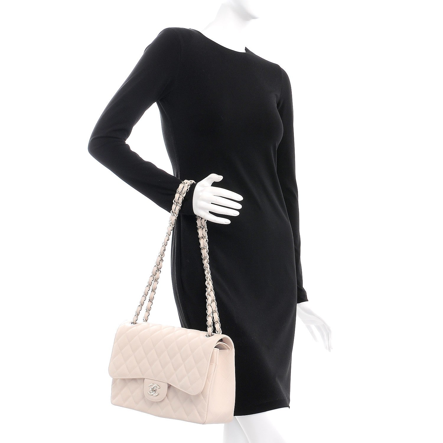 Chanel Caviar Quilted Jumbo Double Flap Light Beige 3 of 8