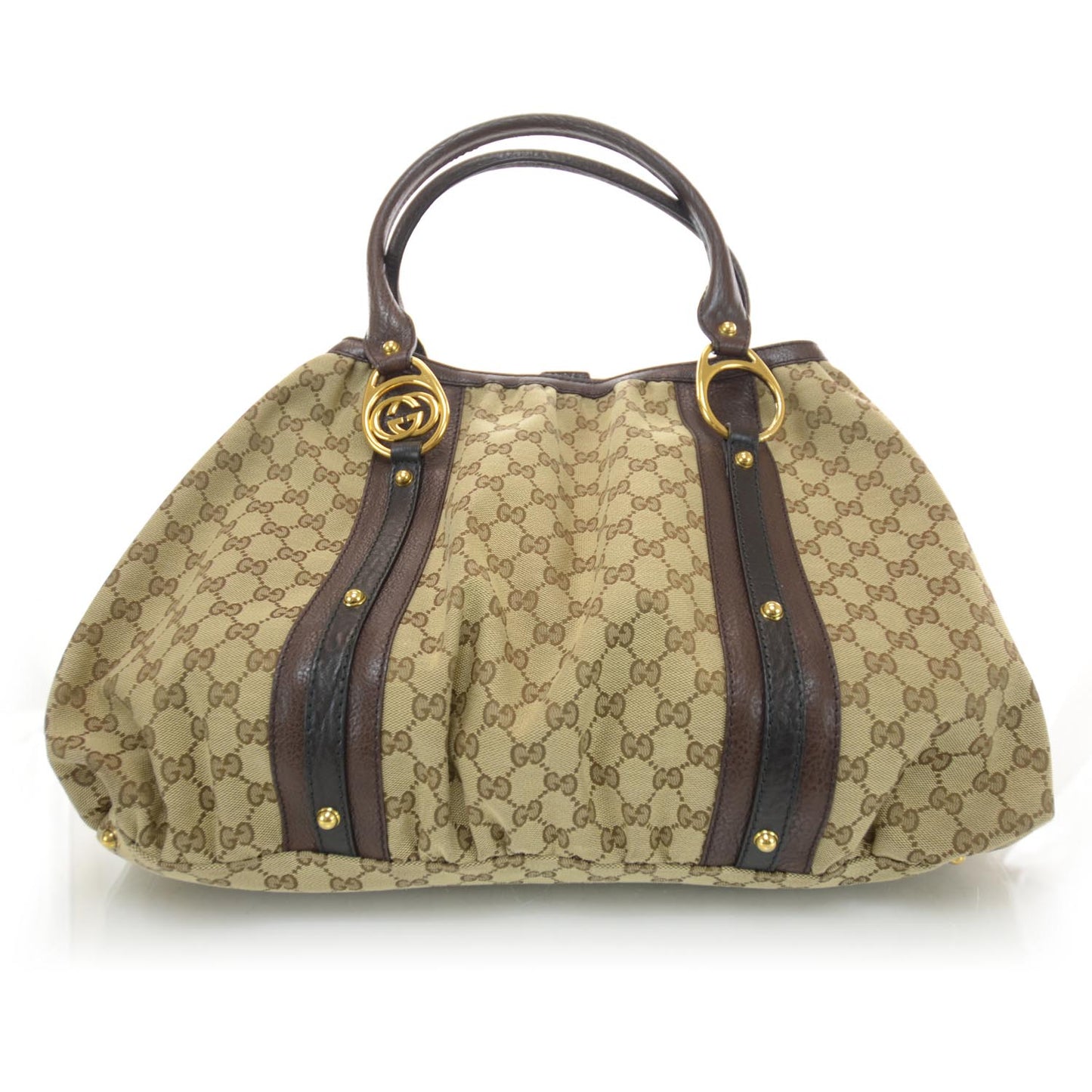 Monogram Medium Interlocking Icon Tote Dark Brown
