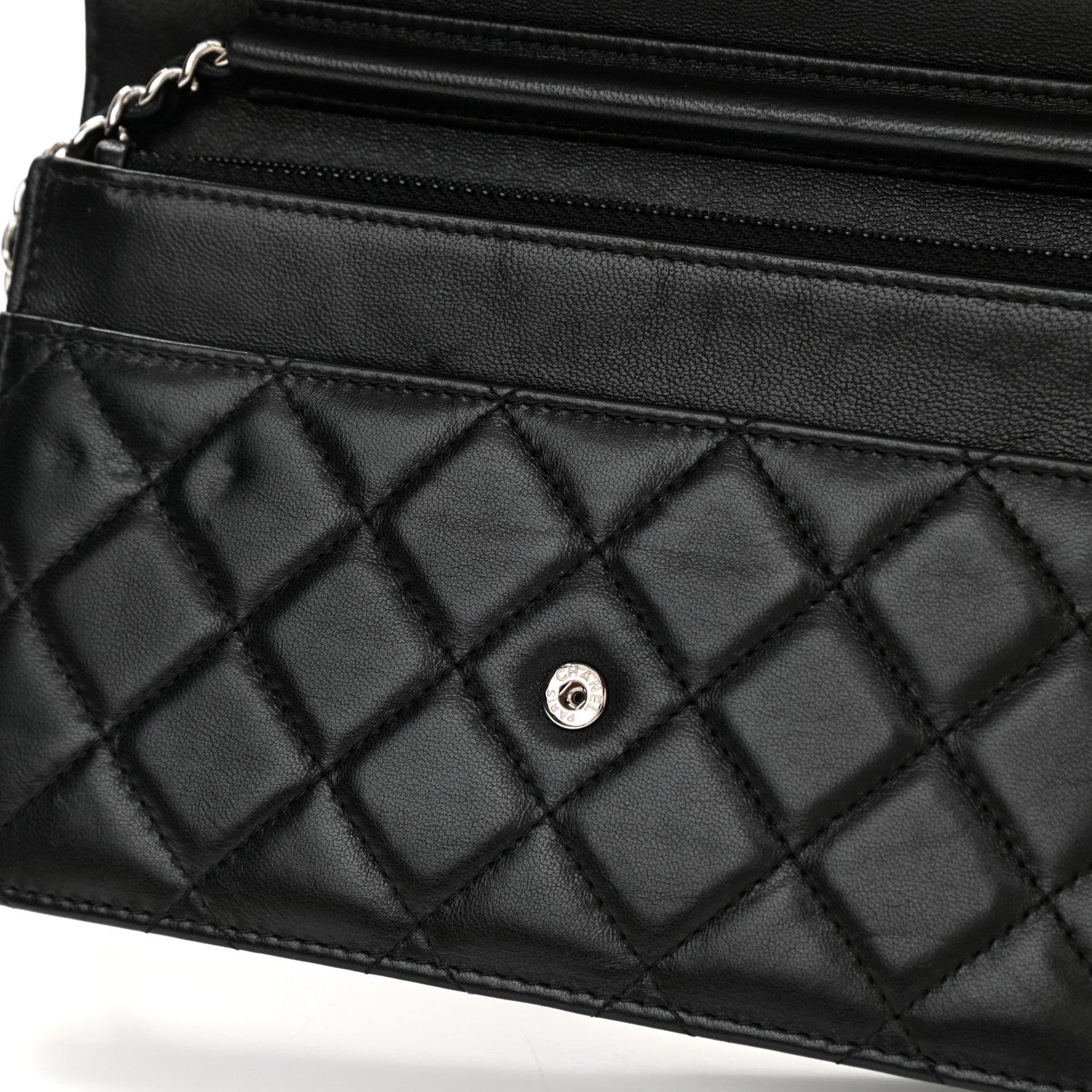 Chanel Lambskin Quilted Wallet On Chain WOC Black 13 of 14