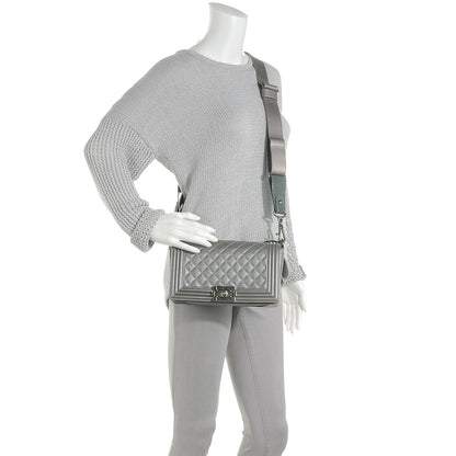 Chanel Lambskin Quilted Medium Boy Flap w Stingray Strap Silver 2 of 8