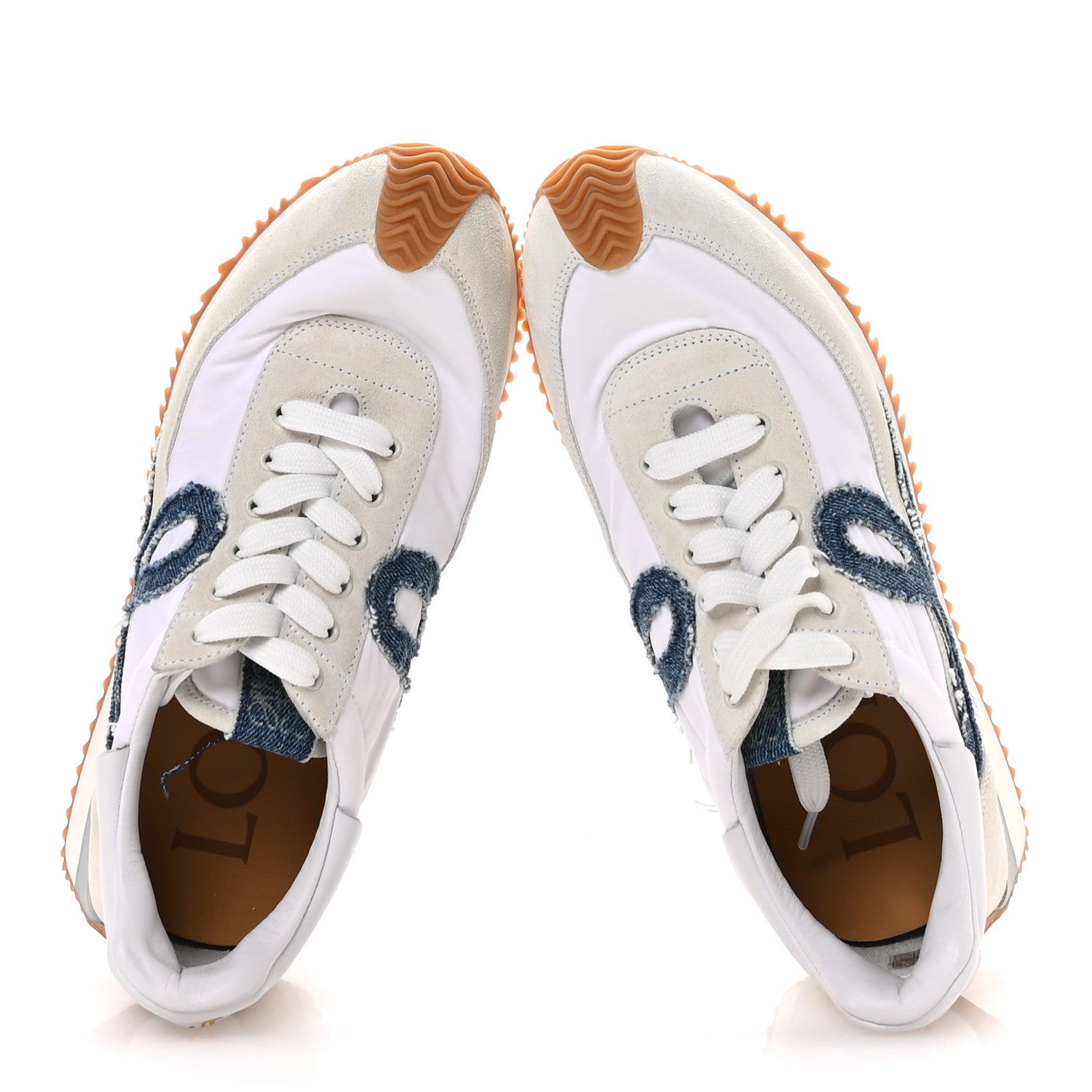 Loewe Nylon Suede Denim Flow Retro Runner Sneakers 38 White