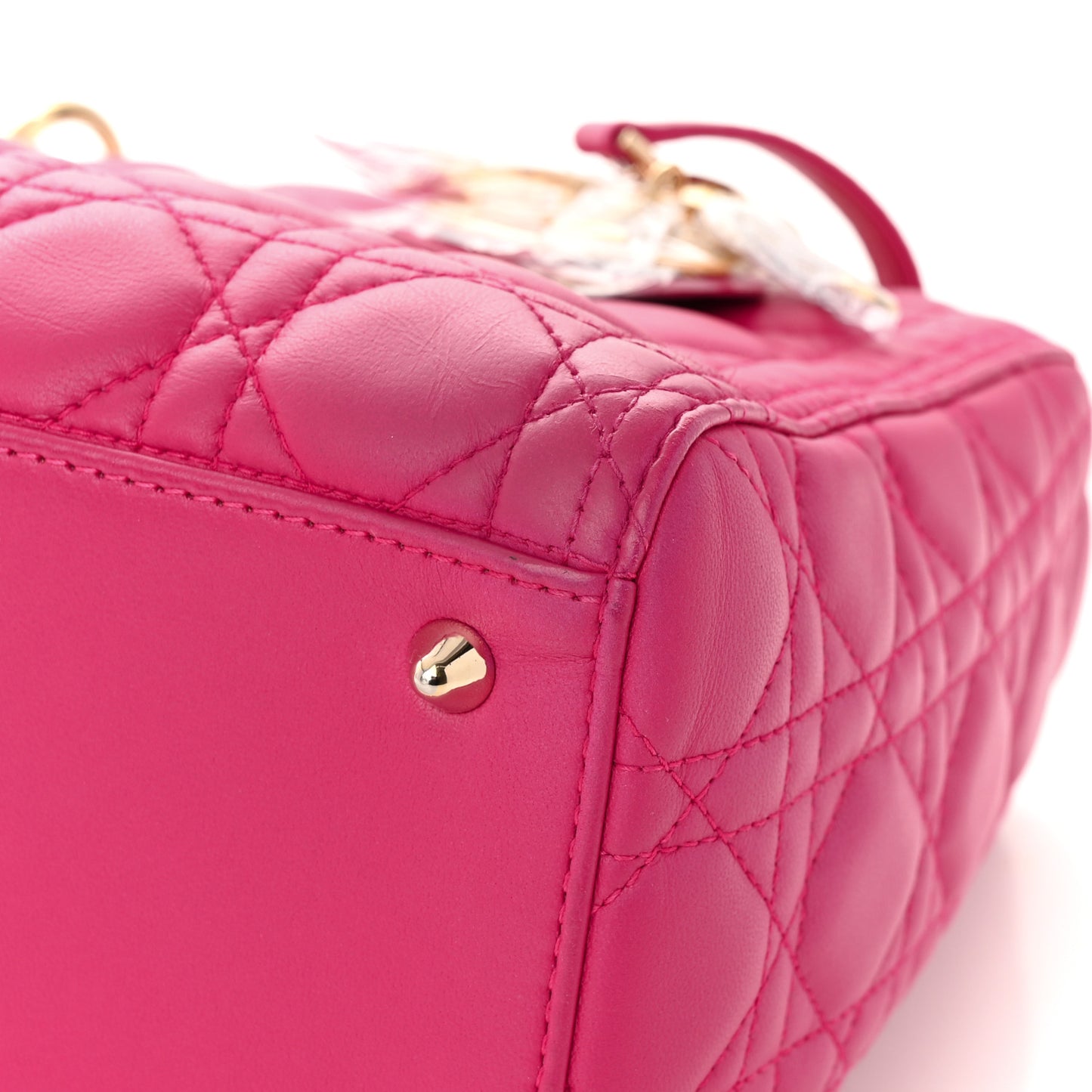 Lambskin Cannage Medium Lady Dior Fuchsia
