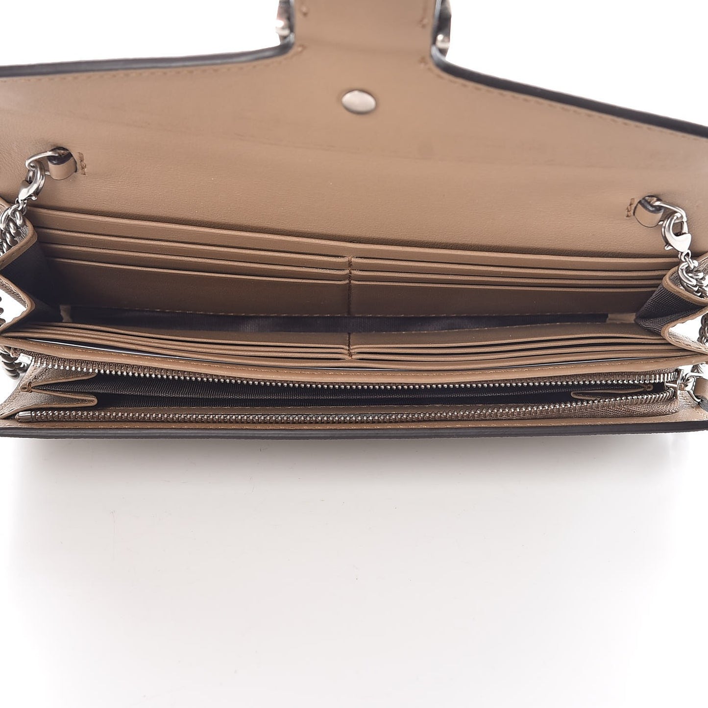 GG Supreme Monogram Dionysus Chain Clutch Wallet Beige Taupe