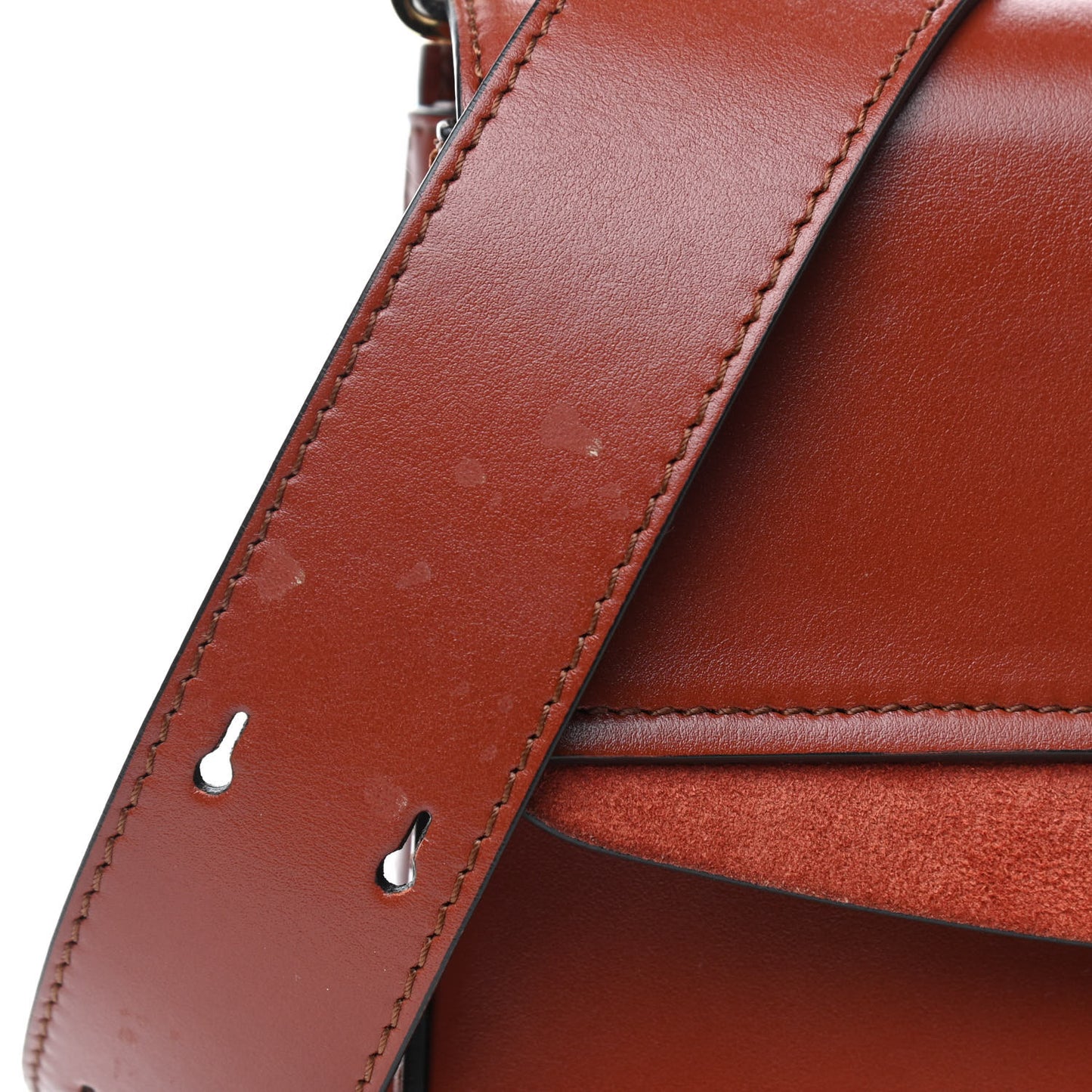 Shiny Calfskin Suede Small C Double Carry Bag Sepia Brown