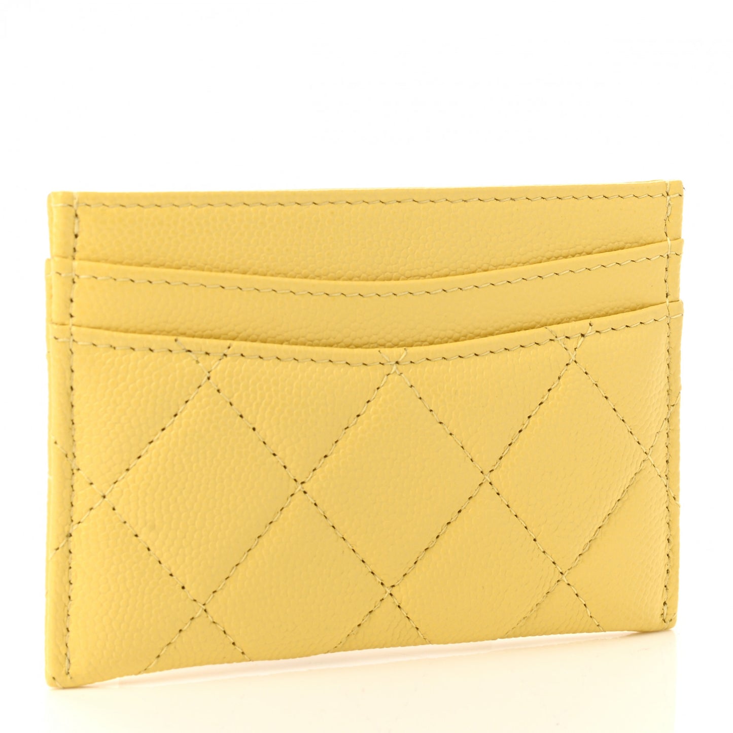 Caviar Quilted Card Holder Yellow