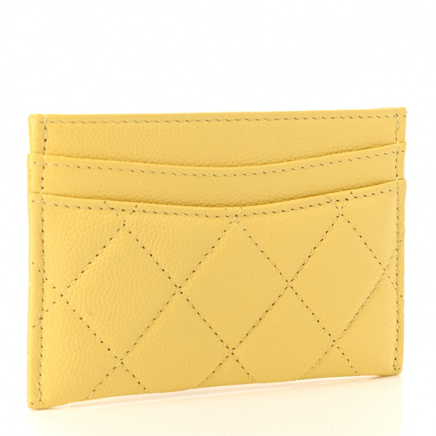 Chanel Caviar Quilted Card Holder Yellow 2 of 9