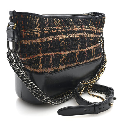 Chanel Tweed Calfskin Medium Gabrielle Hobo Black Brown 3 of 10