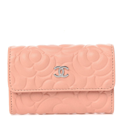 Chanel Goatskin Camellia Embossed Card Holder Wallet Light Pink 1 of 8
