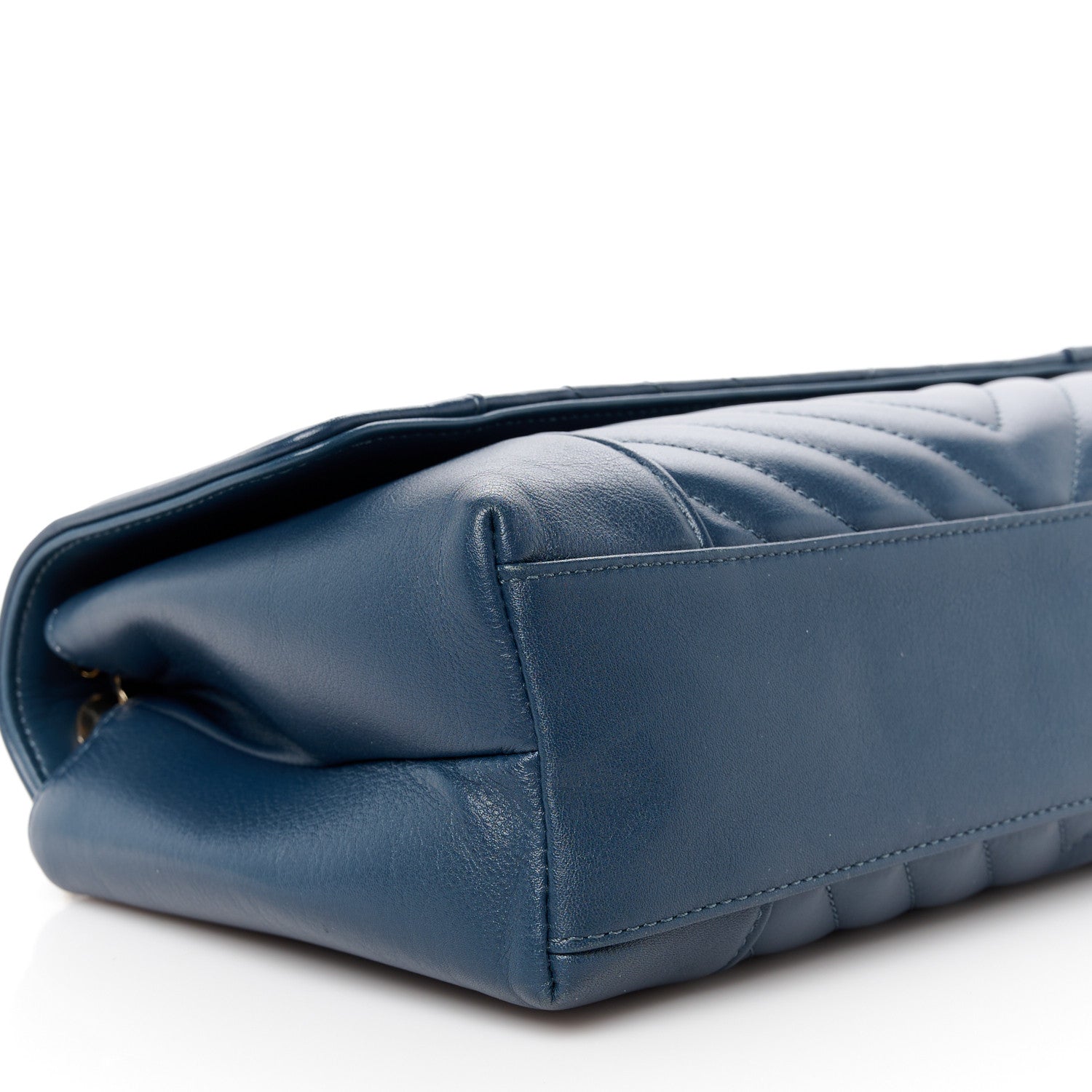 Chanel Calfskin Quilted Medium Daily Chevron Flap Navy Blue 9 of 10
