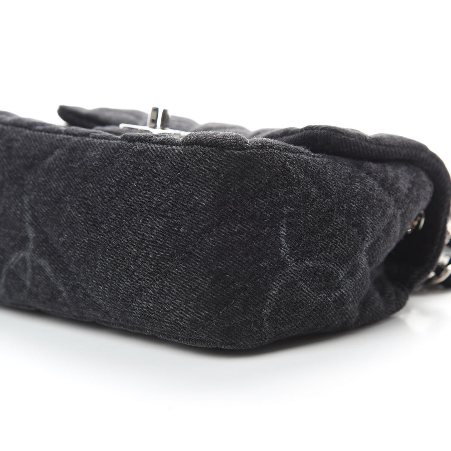 Denim CC Quilted Mini Square Flap Black