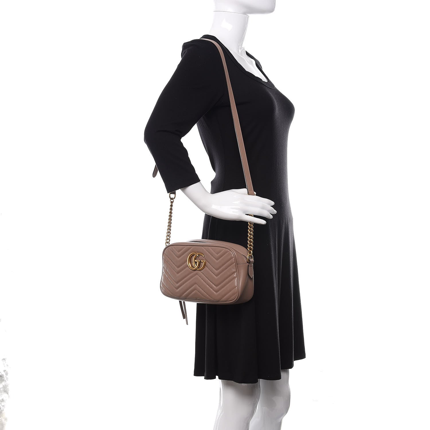 Gucci Calfskin Matelasse Small GG Marmont Chain Shoulder Bag Porcelain Rose 2 of 10