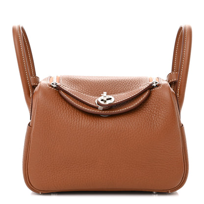 Hermes Taurillon Clemence Mini Lindy 20 Gold 1 of 10