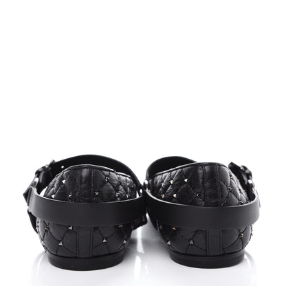Valentino Garavani Crackled Lambskin Rockstud Spike Captoe Ballerina Flats 39 Black 7 of 11