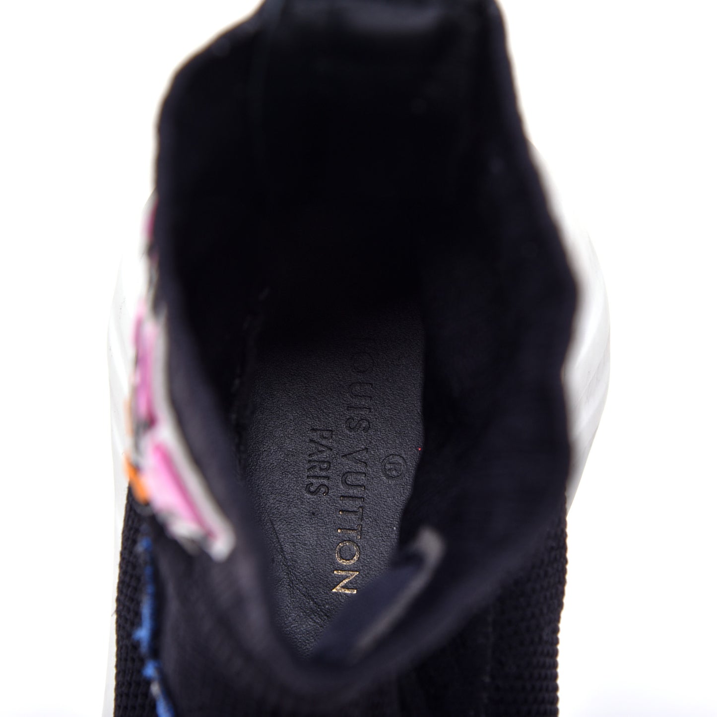Stretch Fabric LV Black Heart Sock Sneaker 39 Black