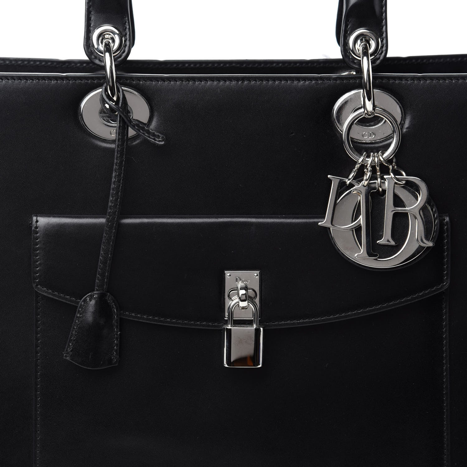 Christian Dior Box Calfskin Lady Dior Pouch Tote Black 10 of 10