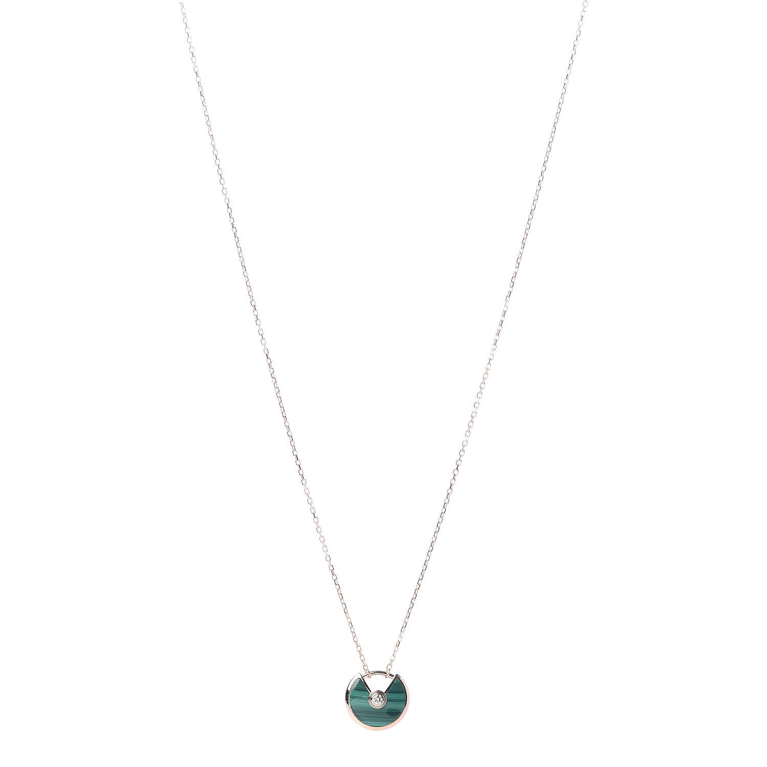 Cartier 18K Pink Gold Diamond Malachite XS Amulette de Cartier Pendant Necklace 1 of 5