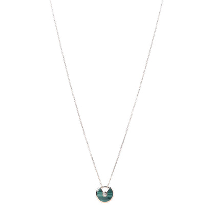 Cartier 18K Pink Gold Diamond Malachite XS Amulette de Cartier Pendant Necklace 1 of 5