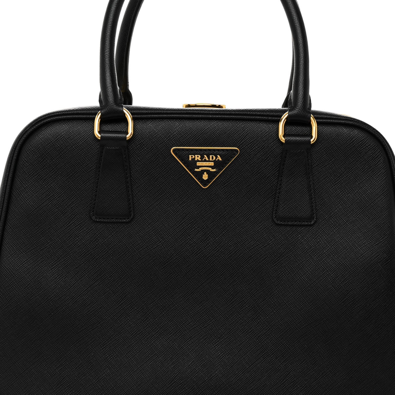 Prada Saffiano Vernice Pyramid Bag Black 7 of 9