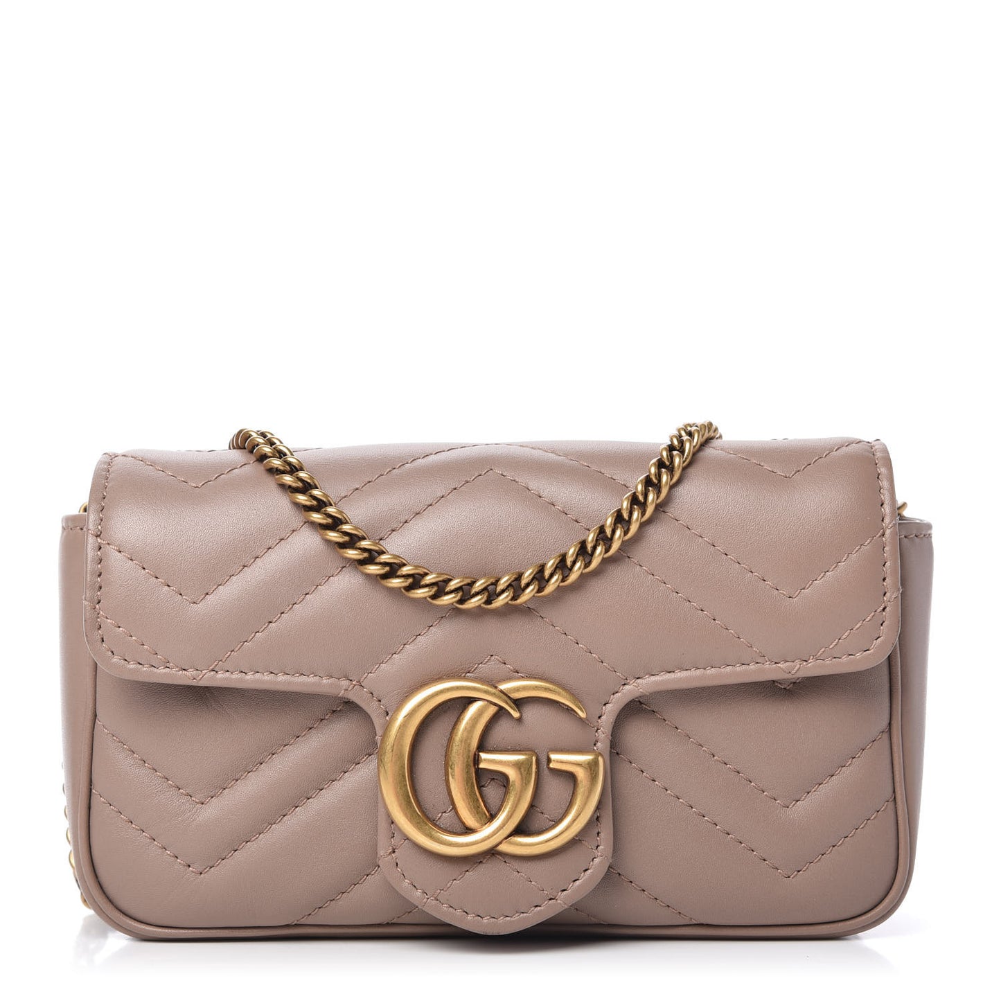 Calfskin Matelasse Super Mini GG Marmont Shoulder Bag Porcelain Rose