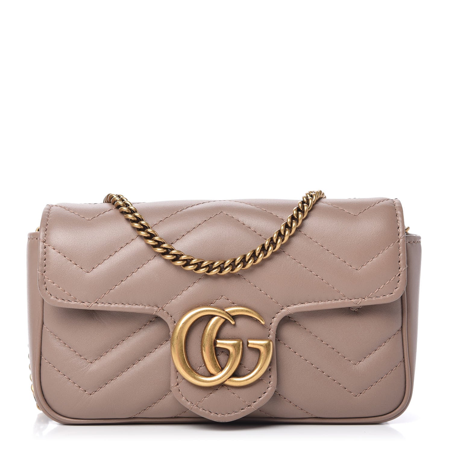 Gucci Calfskin Matelasse Super Mini GG Marmont Shoulder Bag Porcelain Rose 1 of 11