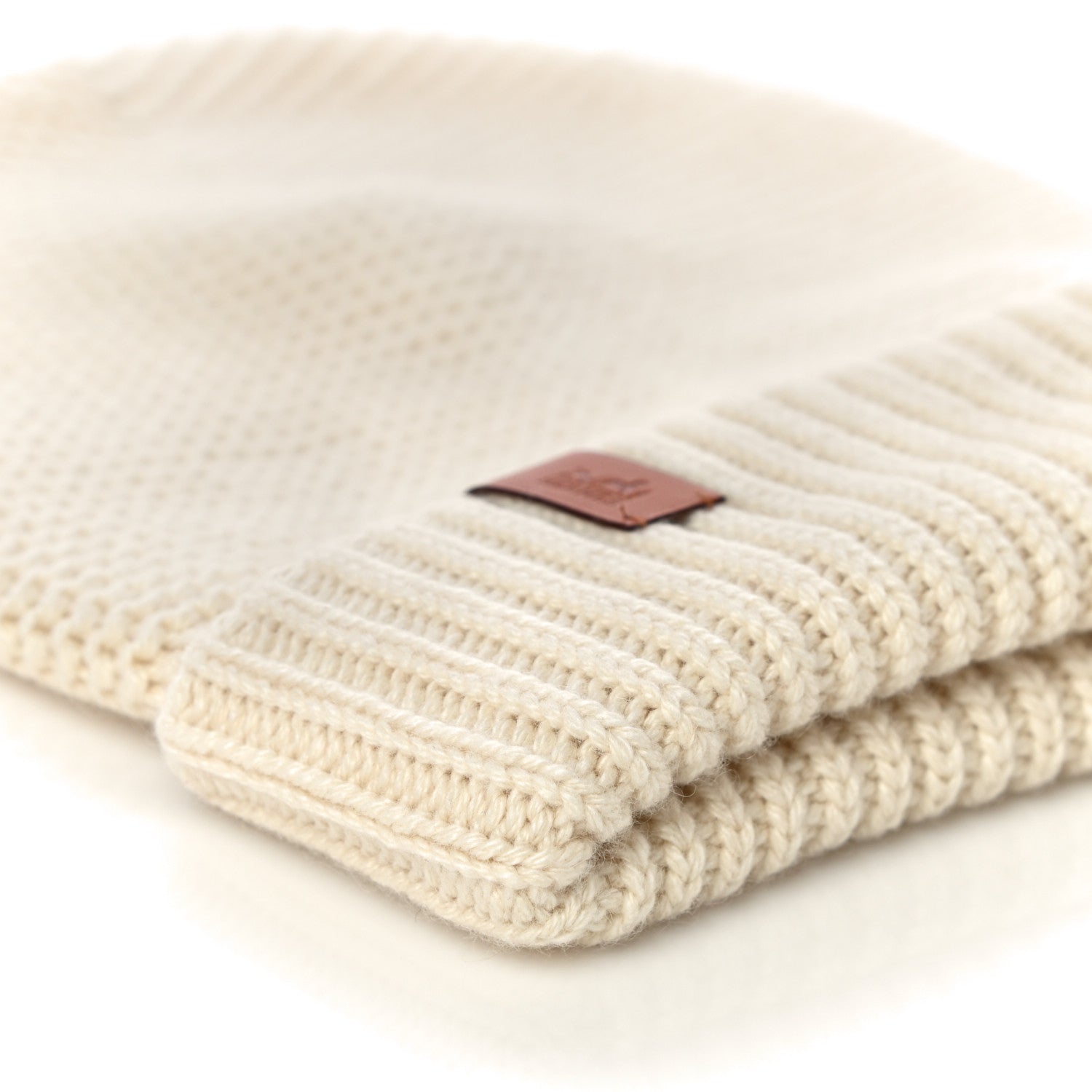Hermes Cashmere Knit Boston Beanie Hat M Blanc Casse 8 of 10