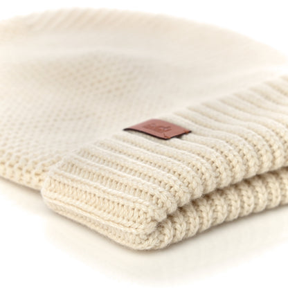 Hermes Cashmere Knit Boston Beanie Hat M Blanc Casse 8 of 10