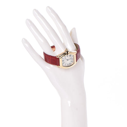 Cartier 18K Gold Alligator Small Roadster Quartz Watch Red 2 of 8