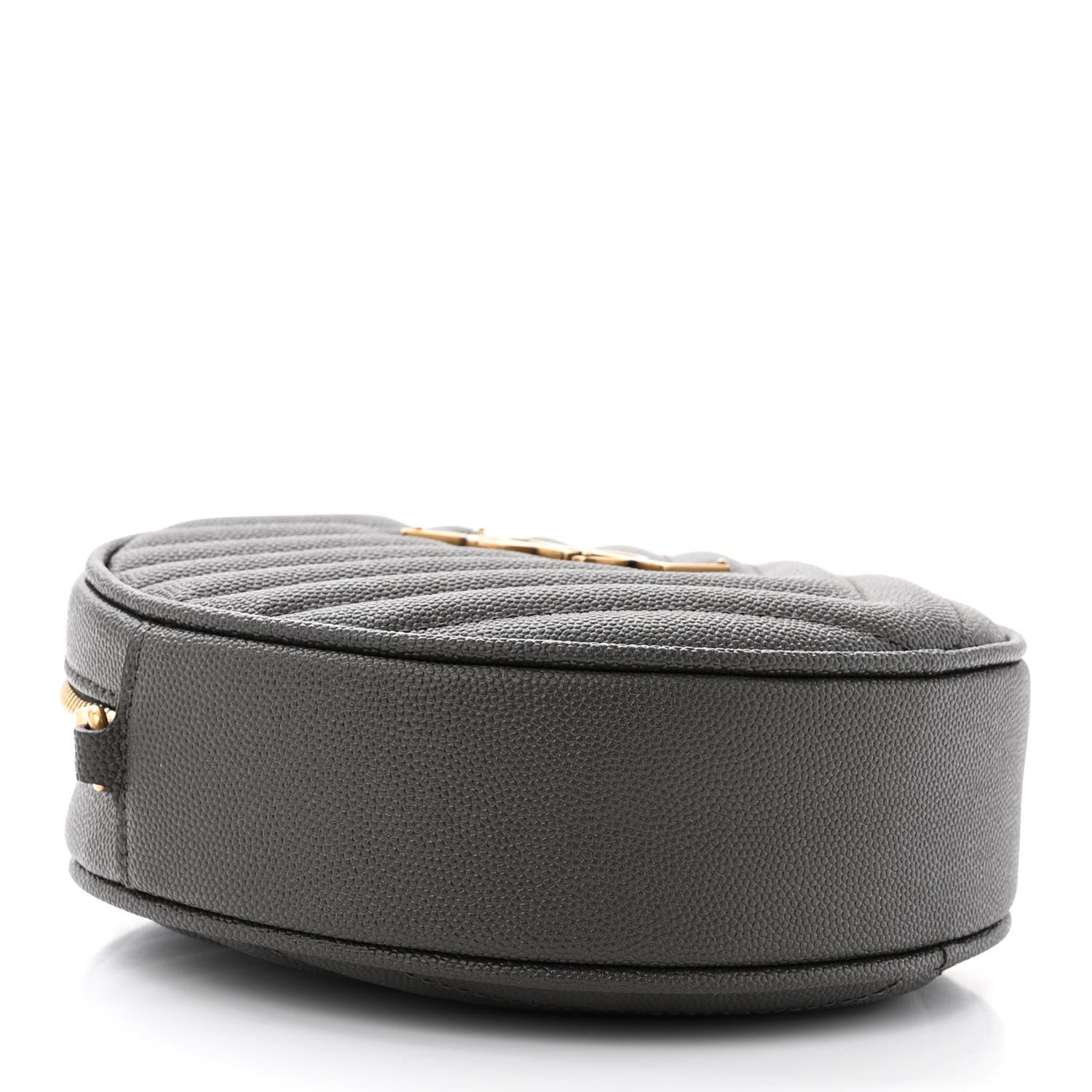 Saint Laurent Grain De Poudre Matelasse Chevron Quilted Round Vinyle Camera Bag Pebble 4 of 11