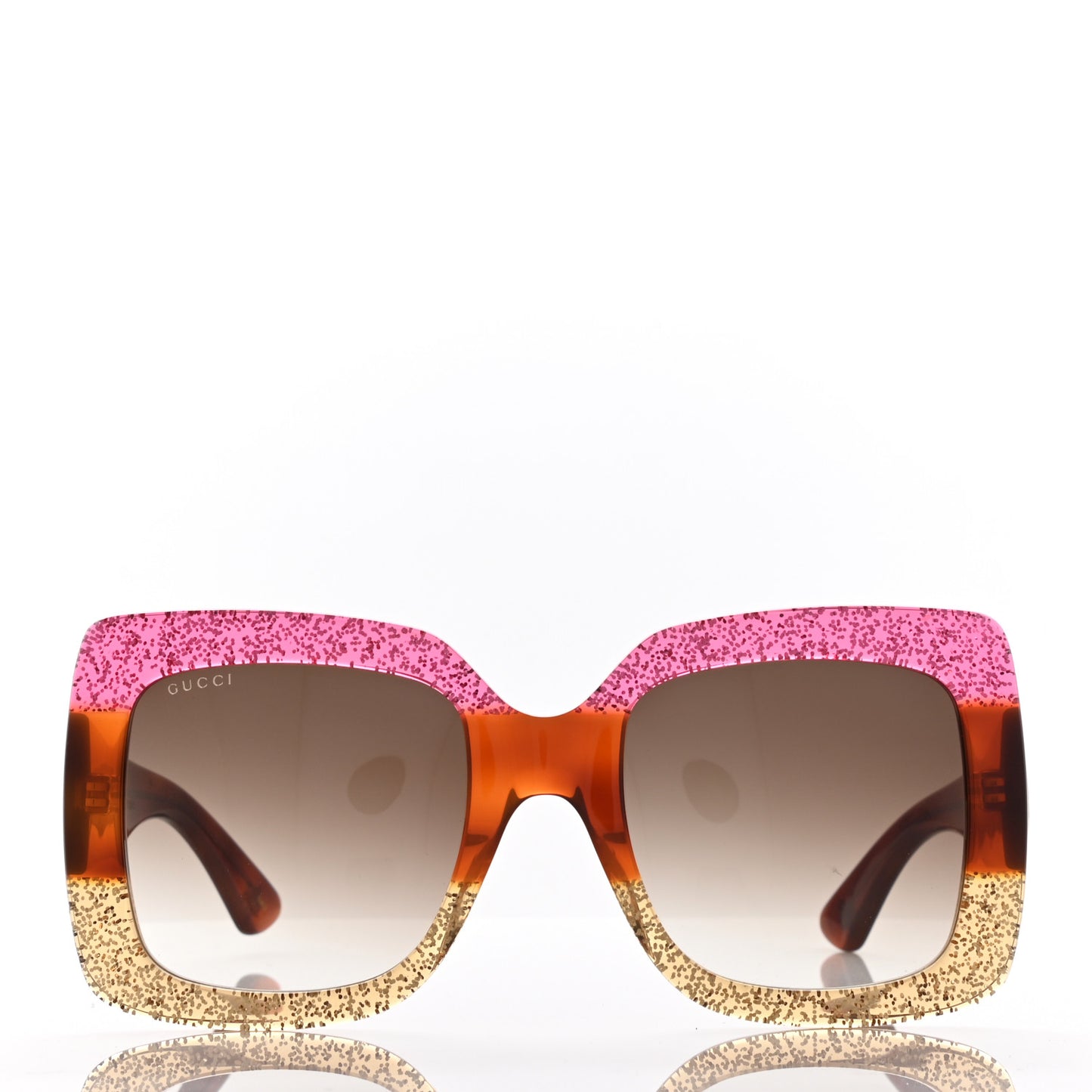 Acetate Square Frame Sunglasses GG0083S Glitter Pink Multi