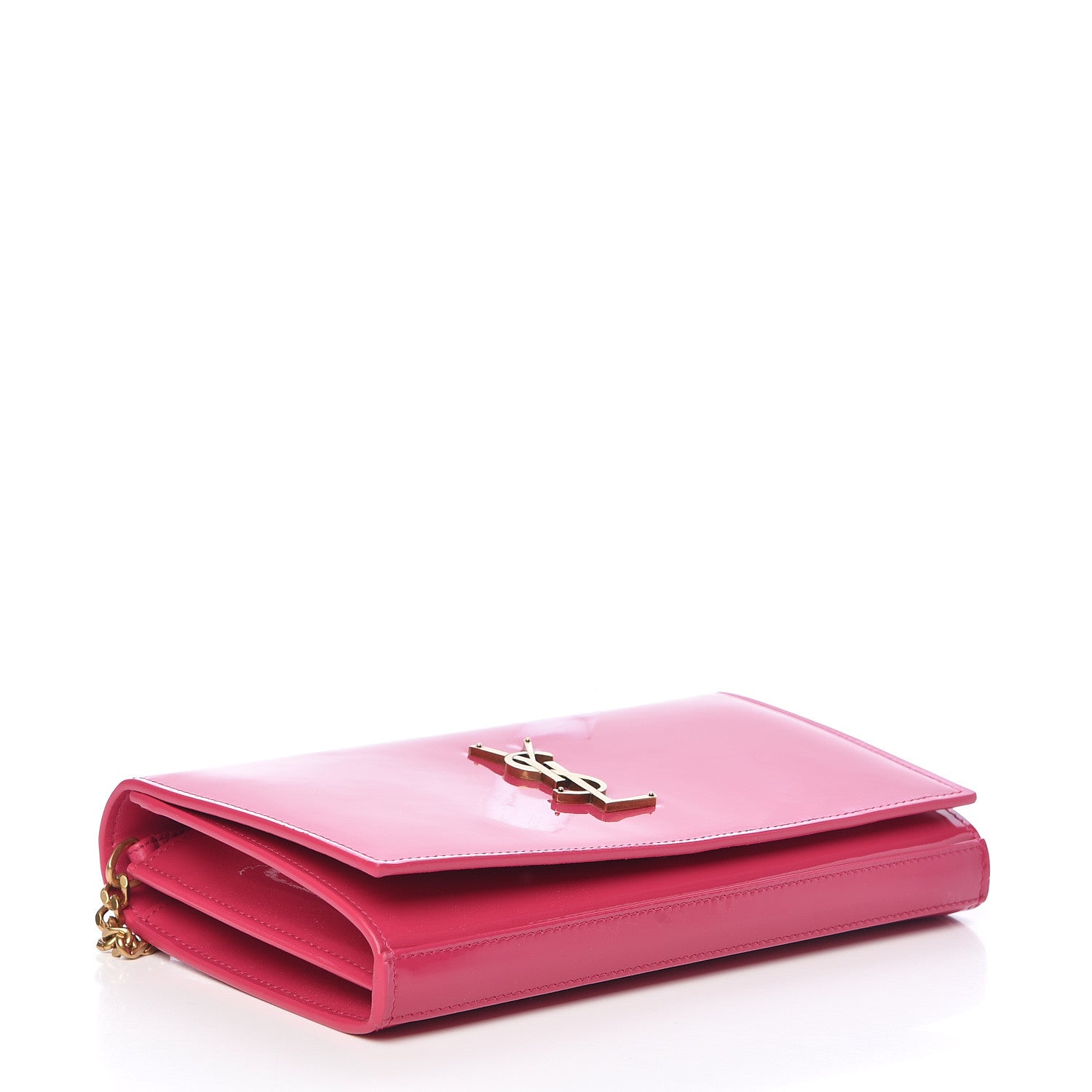 Saint Laurent Patent Calfskin Monogram Kate Chain Wallet Fresh Fuxia 4 of 9